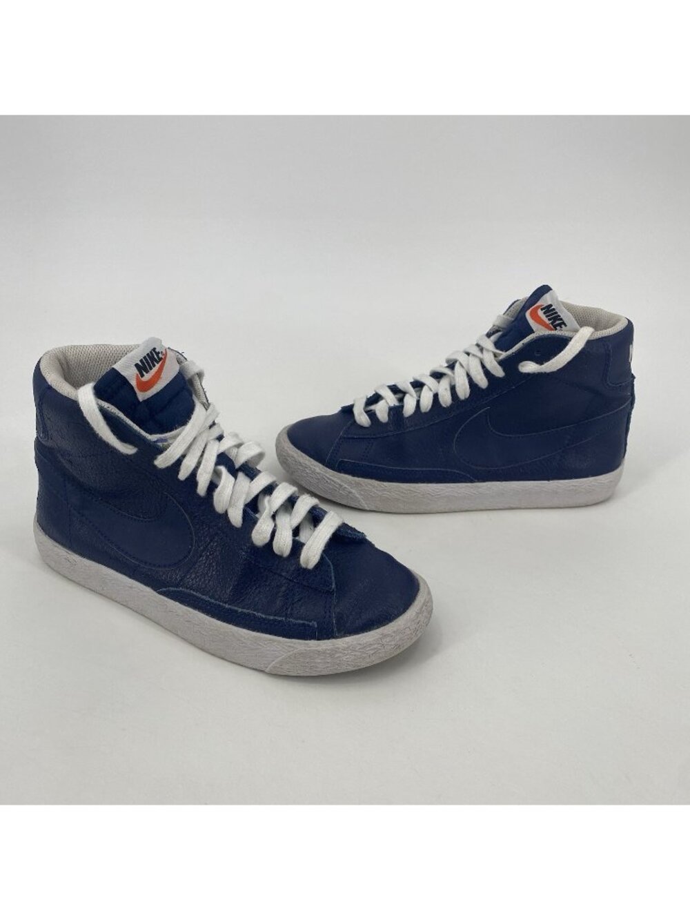 Nike Boy’s Size 4.5Y Blue Blazer Mid 77 Sneakers Premium Leather #895850-400